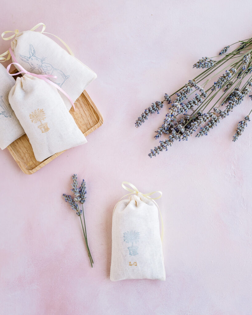 Lavender sachets with dried lavender buds